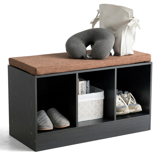 Organiser Bench with Cushion and 3 Compartments