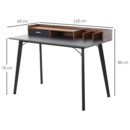 HOMCOM Modern Computer Desk Laptop Writing Table w/Hutch 1 Drawer workstation Home Office Furniture Brown and Black