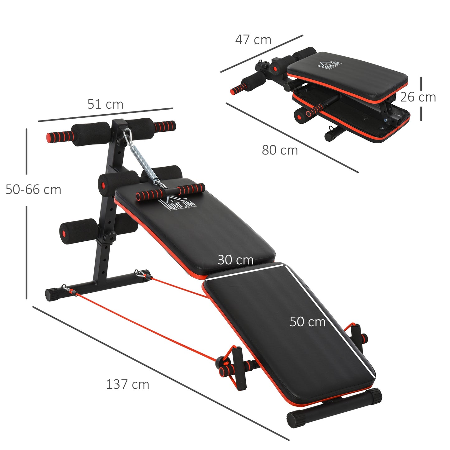 HOMCOM Steel Foldable Home Core Workout Bench Red/Black