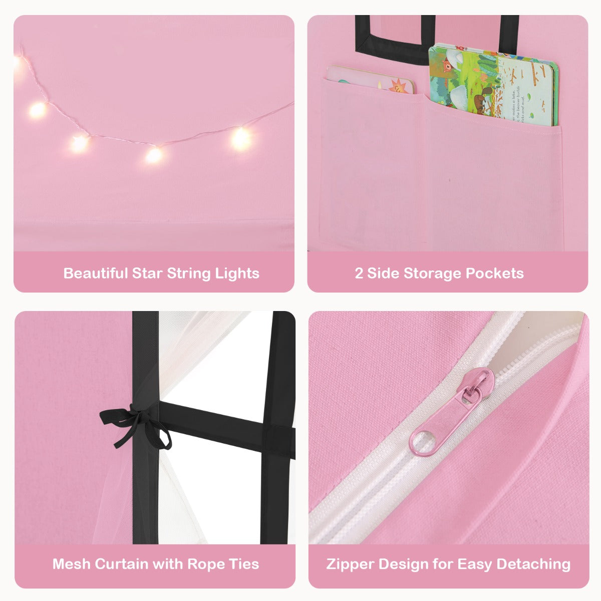 Indoor Kids Play Tent with Star Lights for Children Boys Girls Gift-Pink