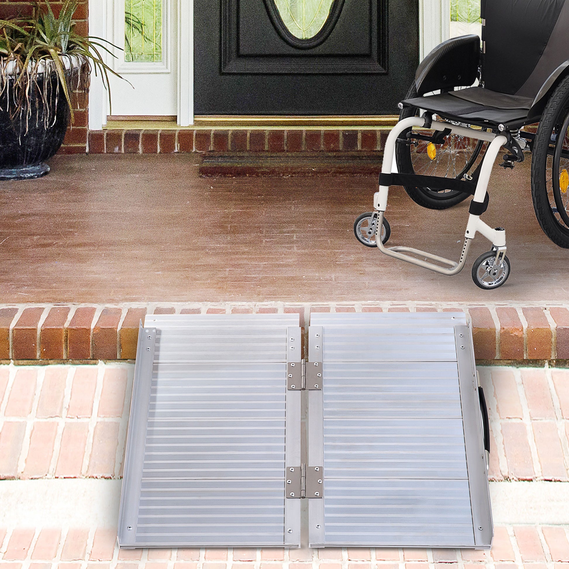 HOMCOM 2ft Folding Aluminum Wheelchair Ramp Scooter Portable Mobility Assist Suitcase Access Aid Disabled