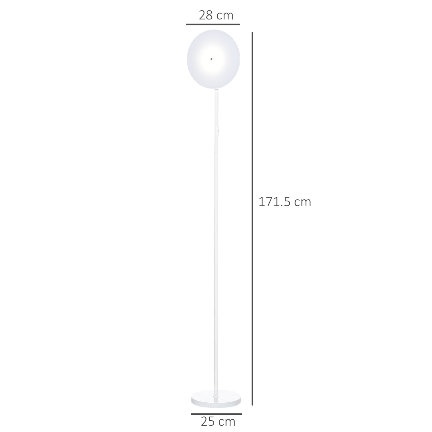 HOMCOM LED Floor Lamp 18W Uplighter Reading Standing Light with Adjustable Head 3 Brightness Levels Touch Control Industrial Style, White