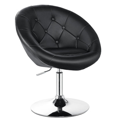 Adjustable Bar Stool PU Leather 360° Swivel Vanity Chair-Black