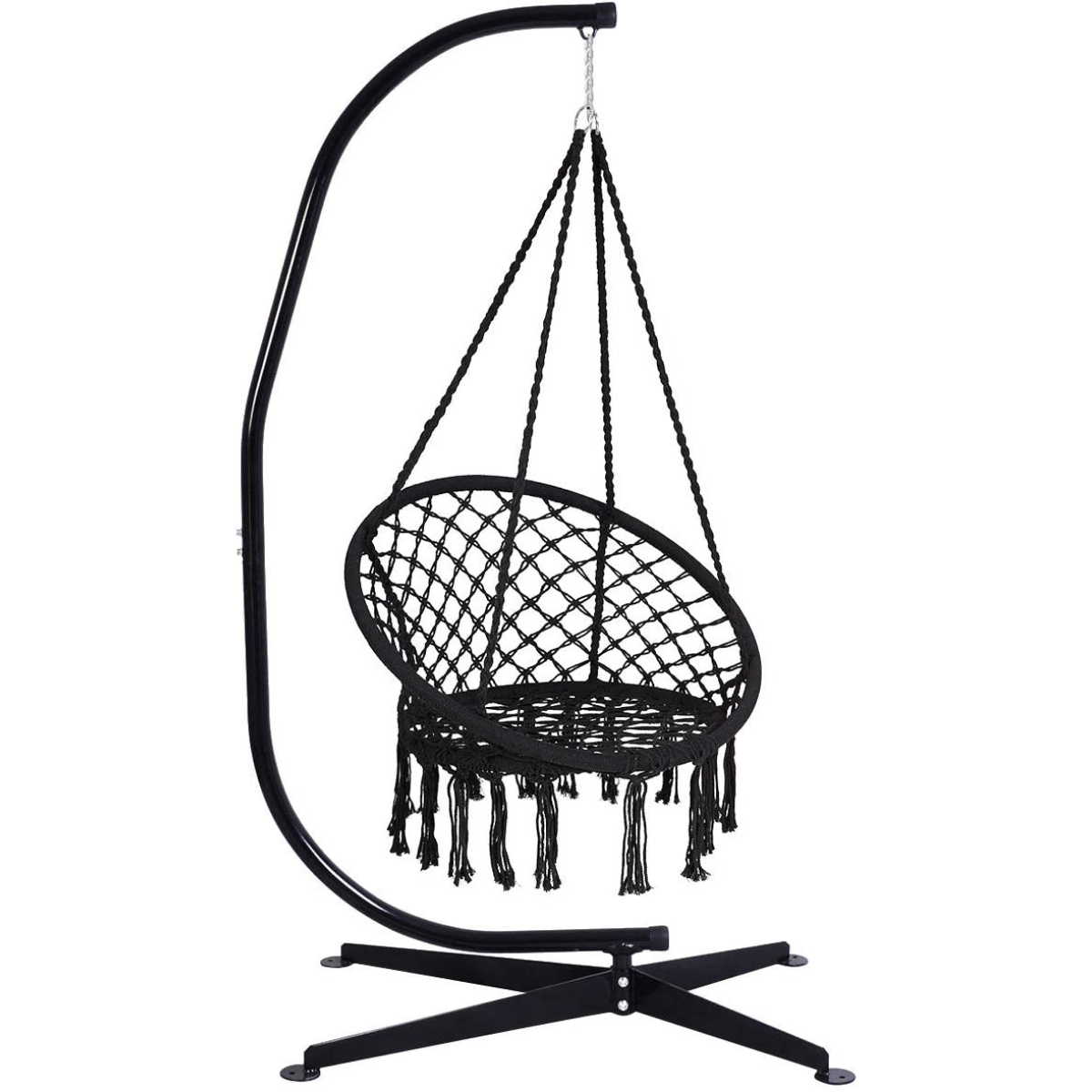 Hammock Swing Chair with Metal Rings (Stand not Included)-Black