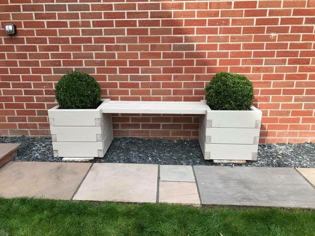 180 x 40 Garden Planters | Devonshire Style Bench | Planter With Trellis | Bespokeoutdoor | Garden Trellis | Unpainted