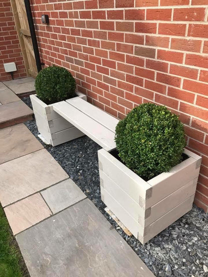 180 x 40 Garden Planters | Devonshire Style Bench | Planter With Trellis | Bespokeoutdoor | Garden Trellis | Unpainted