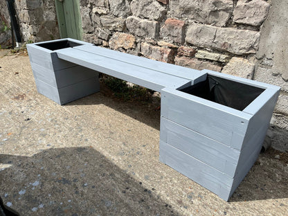 180 x 40 Garden Planters | Devonshire Style Bench | Planter With Trellis | Bespokeoutdoor | Garden Trellis | Unpainted