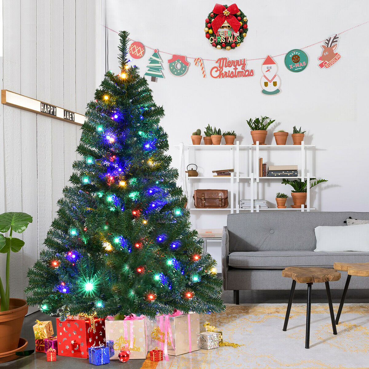 5ft Artificial Christmas Tree with Multiple Pattern LED Lights