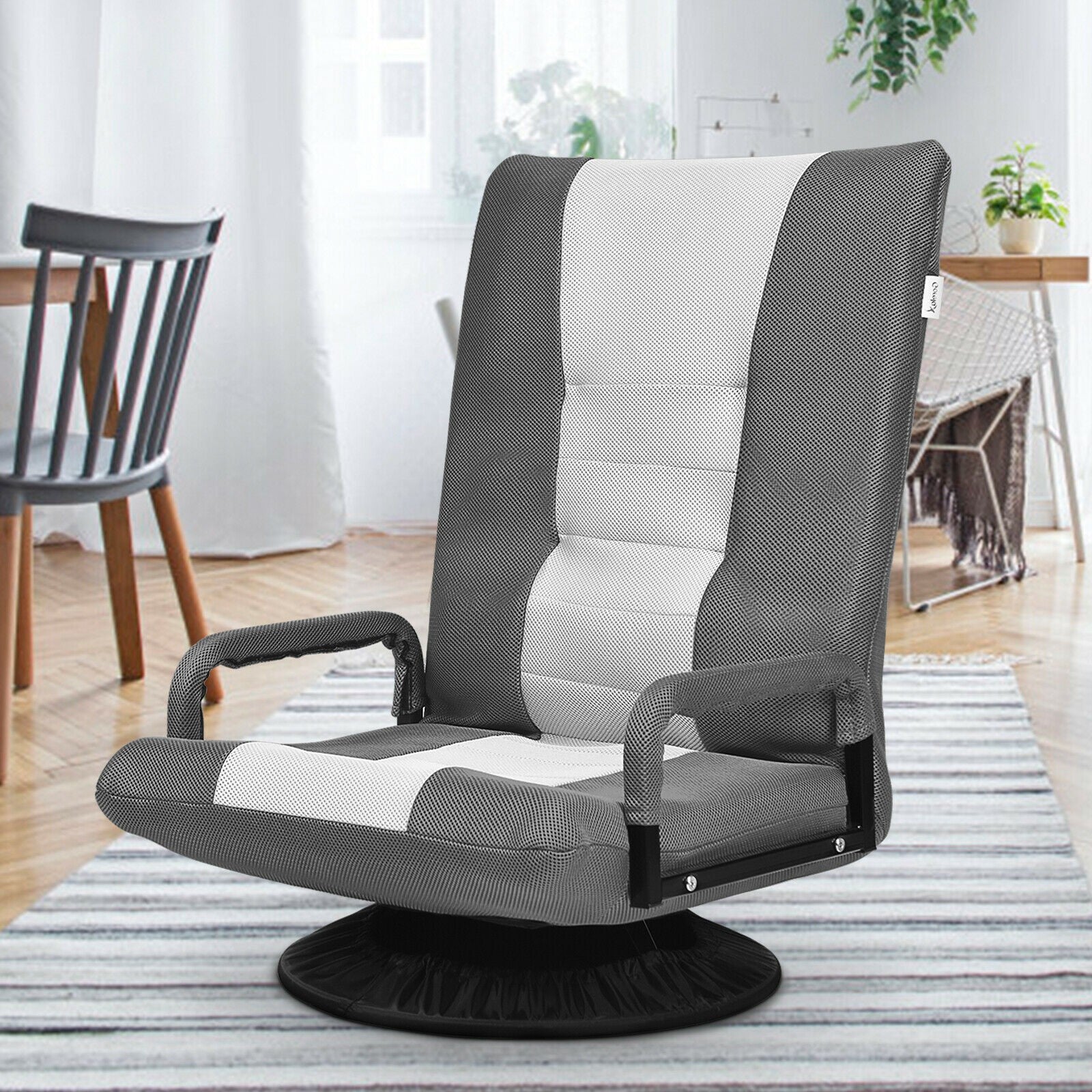 Lazy Floor Chair with a 360 Degree Swivel-Grey