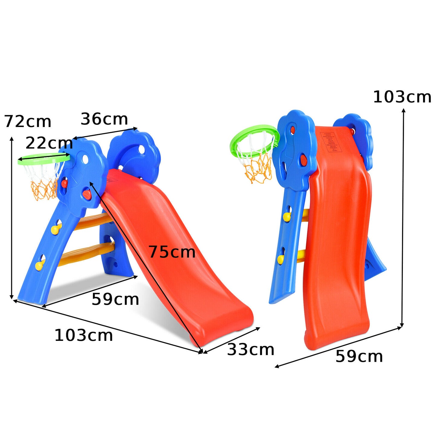 Folding Child's First Slide with Basketball Hoop