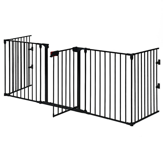 5 Panel Baby Safety Playpen Fireplace Barrier Gate Room Divider-Black