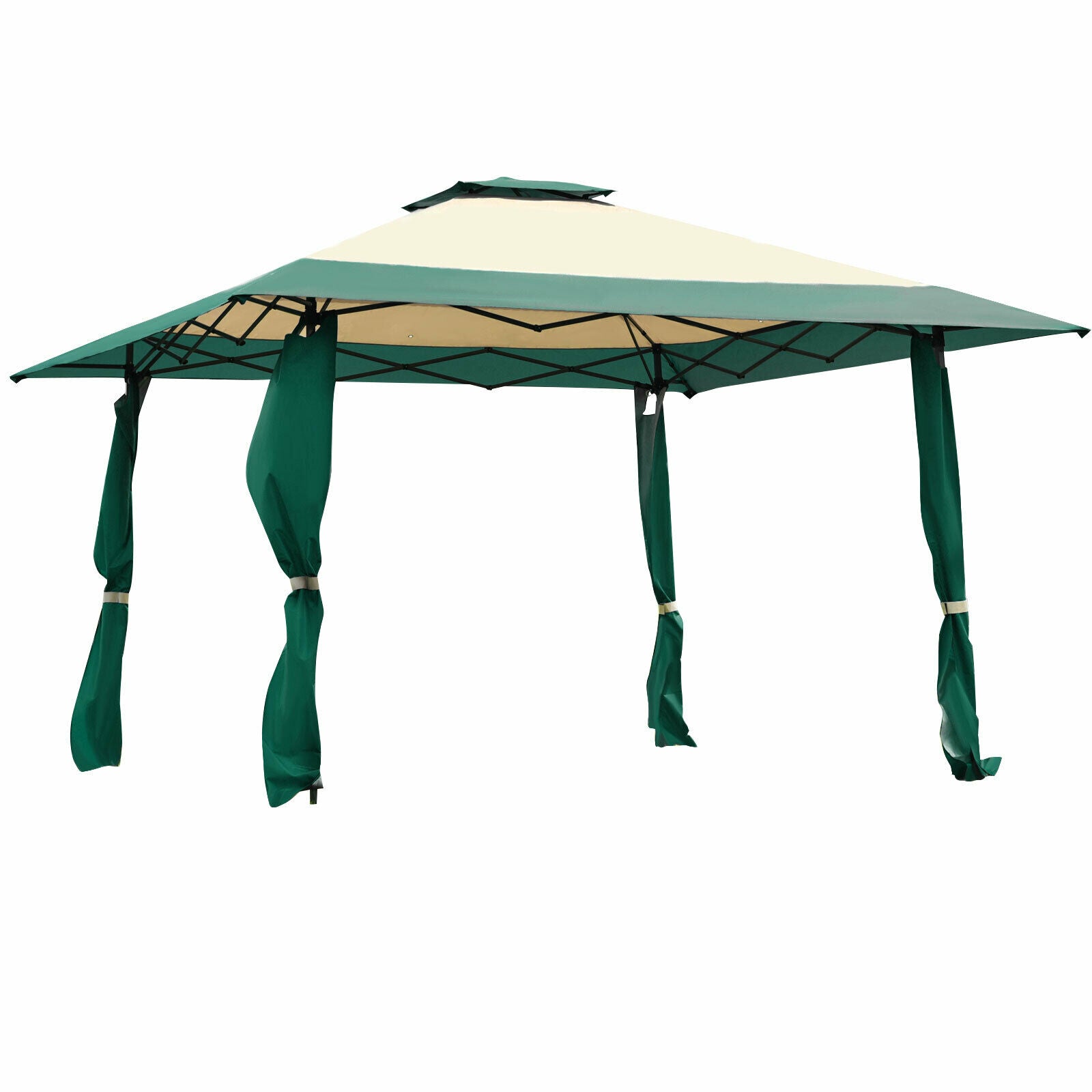 Large Adjustable Height Gazebo Canopy Patio Shelter-Green