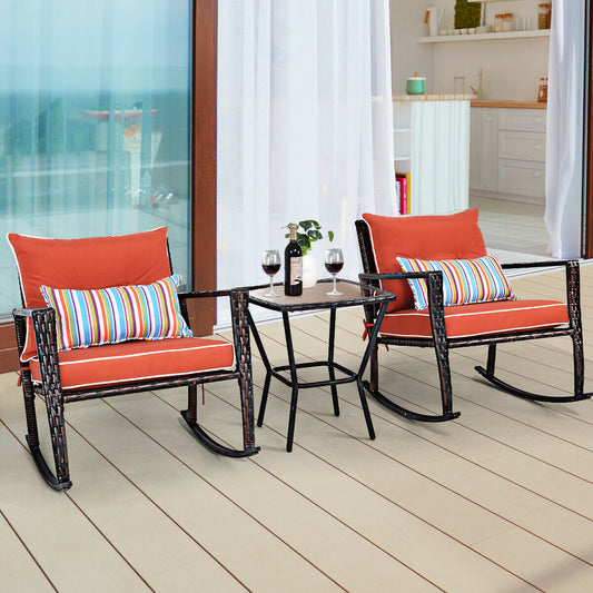 3pcs Rattan Garden Bistro Set-Red