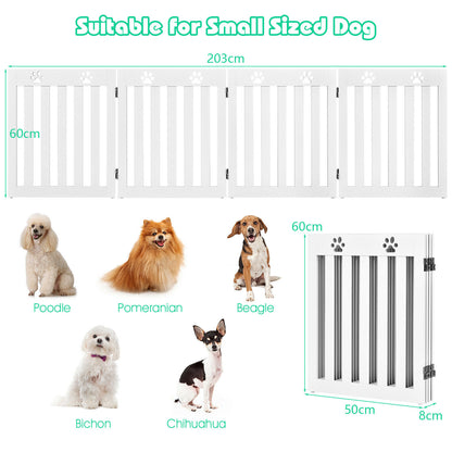 4 Panels Folding Pet Gate-White