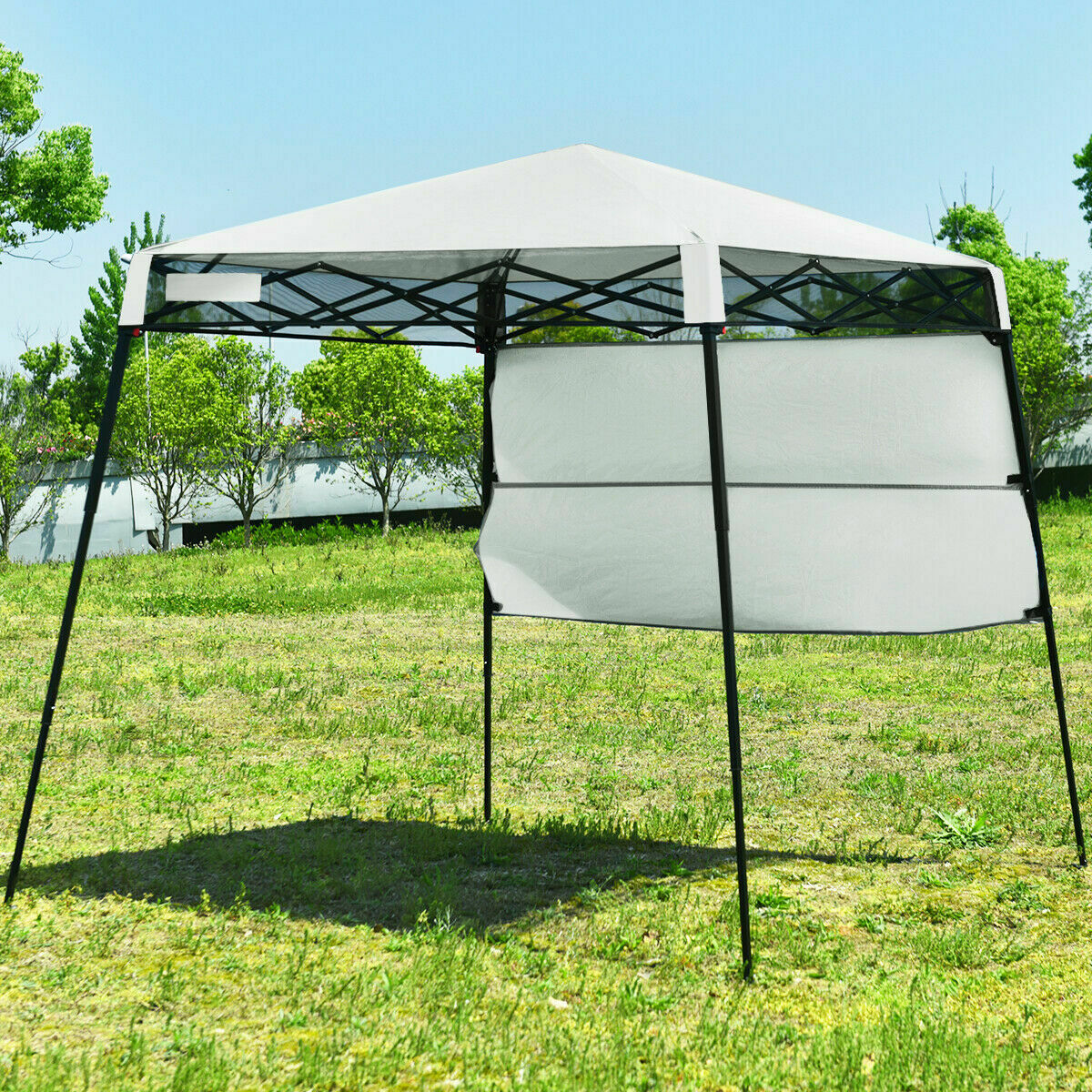 1.8M x 1.8M Pop Up Gazebo with 1 Side Panel-White