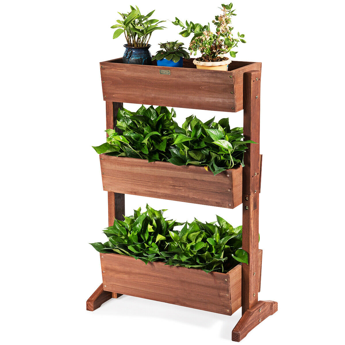 3 Tier Wooden Plant Stand with Tilt Adjustment