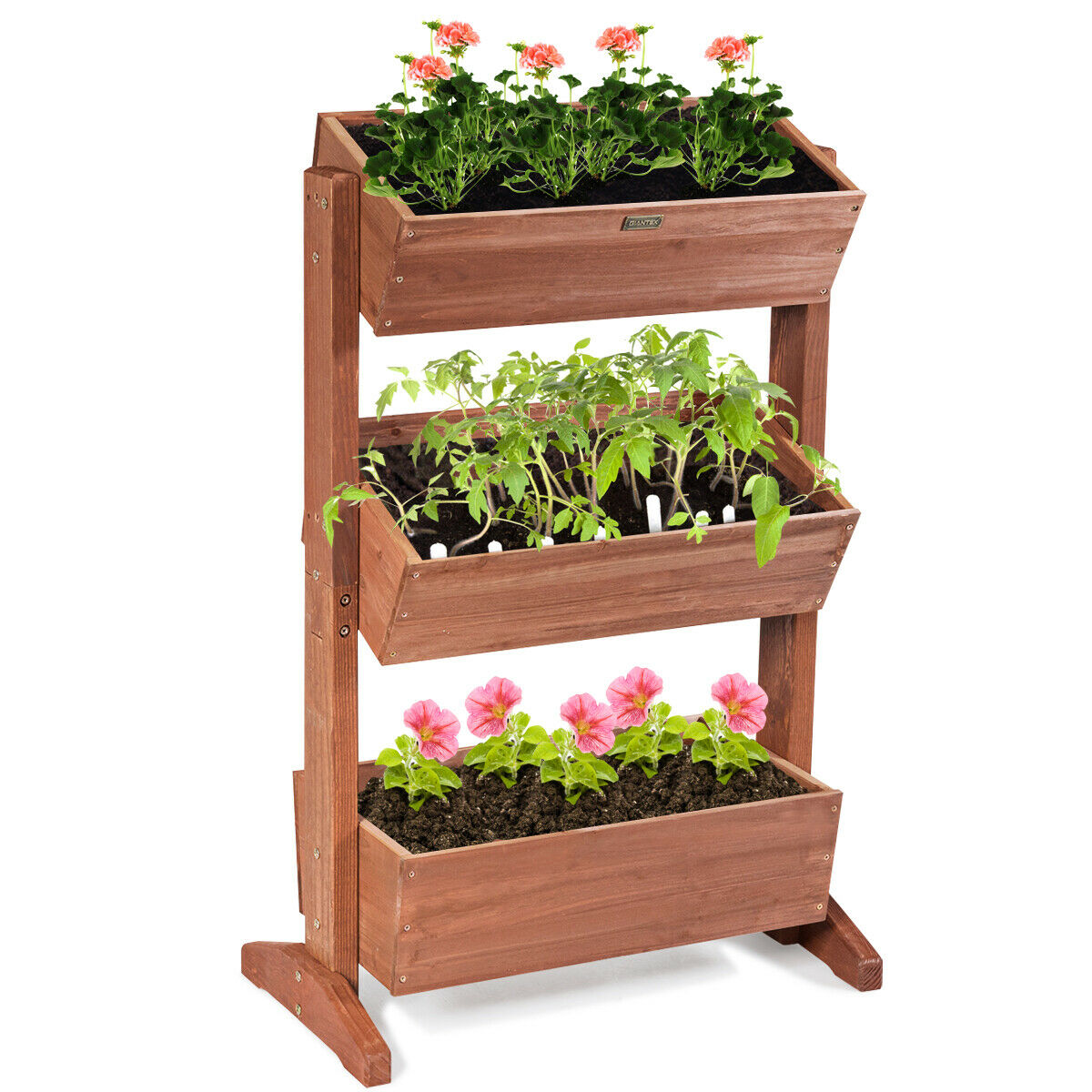 3 Tier Wooden Plant Stand with Tilt Adjustment