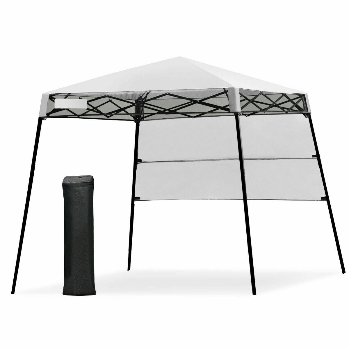 1.8M x 1.8M Pop Up Gazebo with 1 Side Panel-White