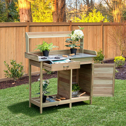 Garden Potting Bench with Drawer and Cupboard