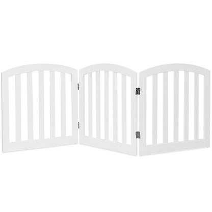 3-Panel Wooden Dog Gate with Freestanding Folding Design-White