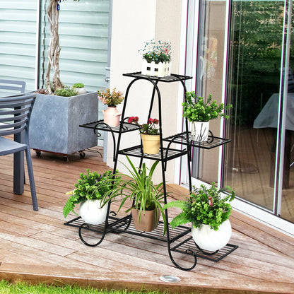 7-Tier Metal Garden Cart Plant Stand