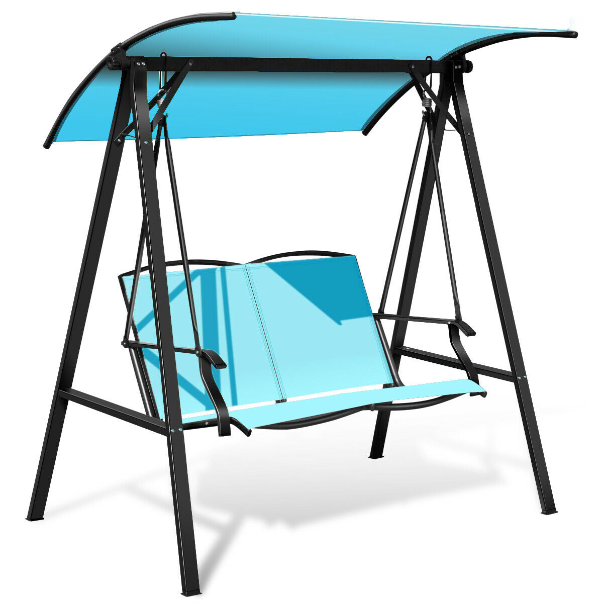 Outdoor Garden Swing Seat with Adjustable Canopy-Turquoise