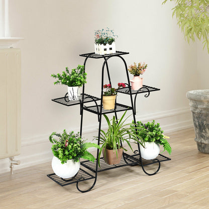 7-Tier Metal Garden Cart Plant Stand