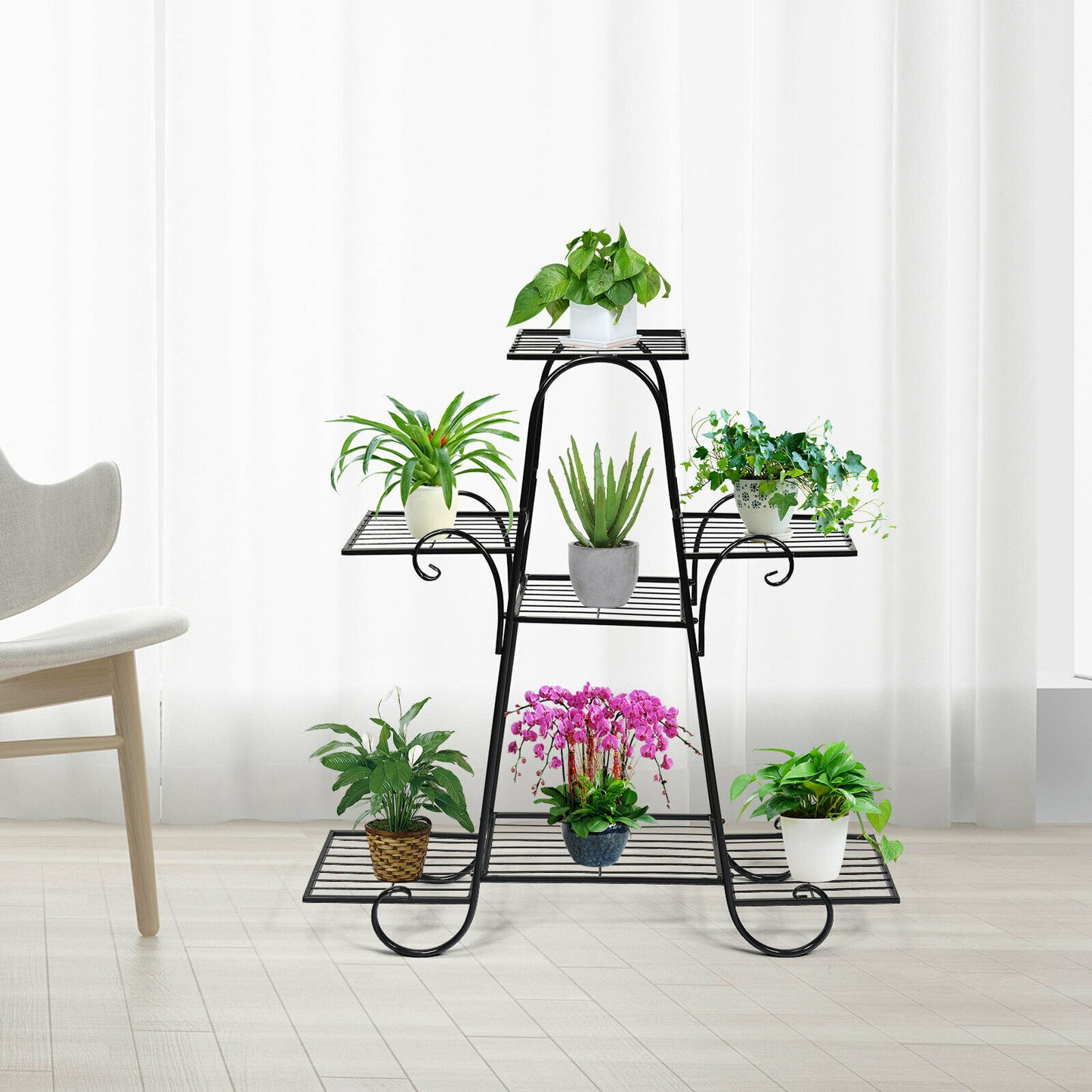 7-Tier Metal Garden Cart Plant Stand