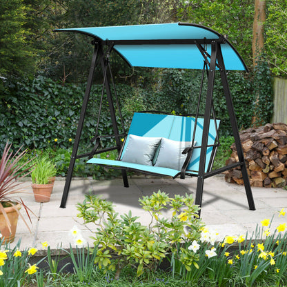 Outdoor Garden Swing Seat with Adjustable Canopy-Turquoise