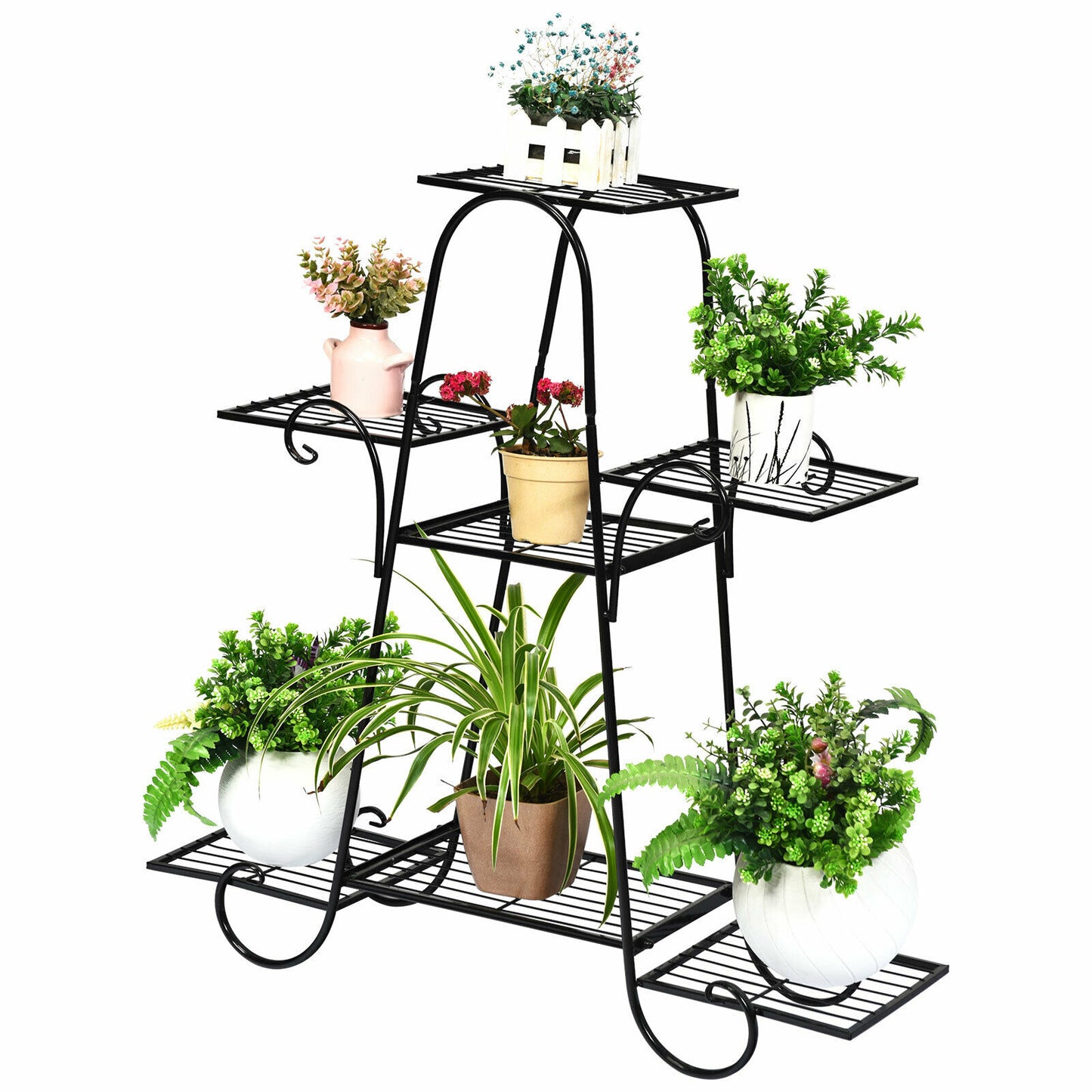 7-Tier Metal Garden Cart Plant Stand