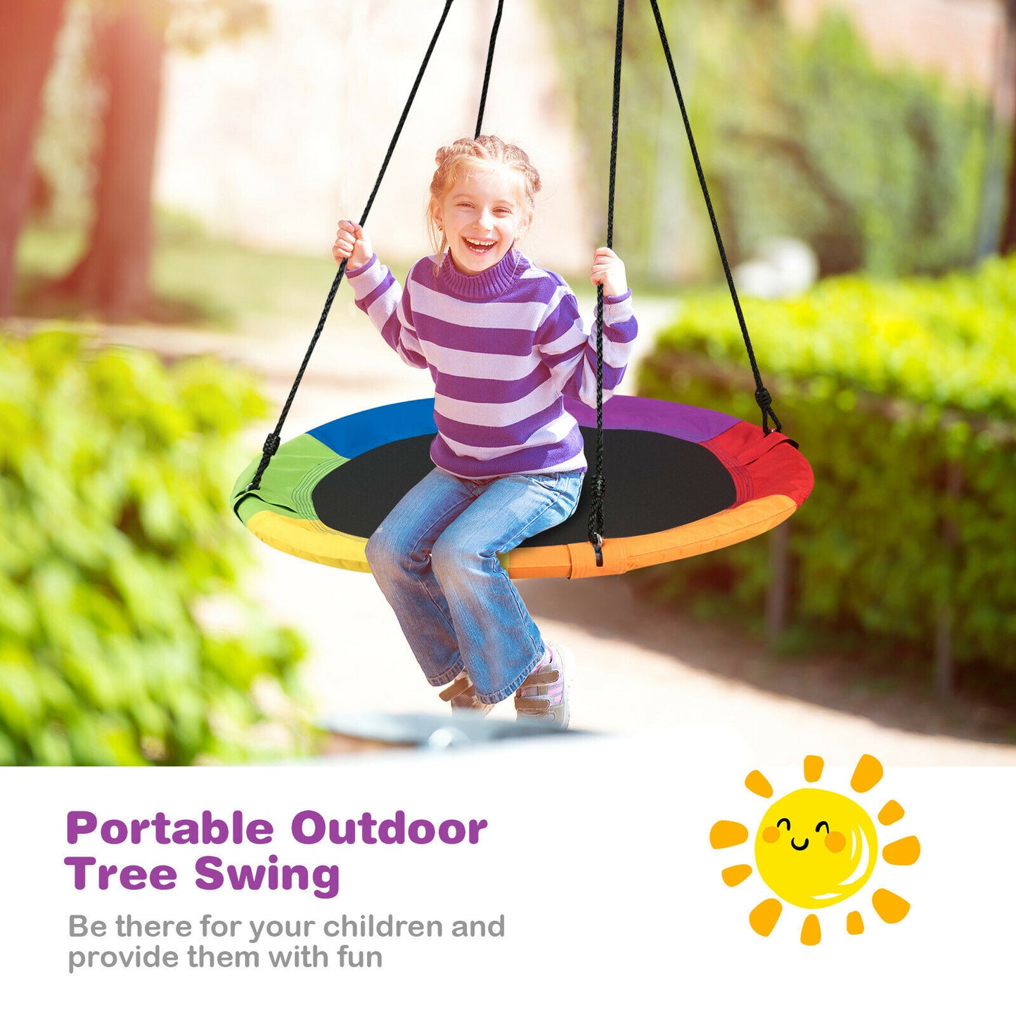 Nest Swing Padded Seat Set Hanging Tree Swing Heights Adjustable