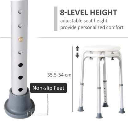 HOMCOM Adjustable Non-Slip Shower and Bath Stool,  32.5Wx41Dx35.5-54H cm-Cream White