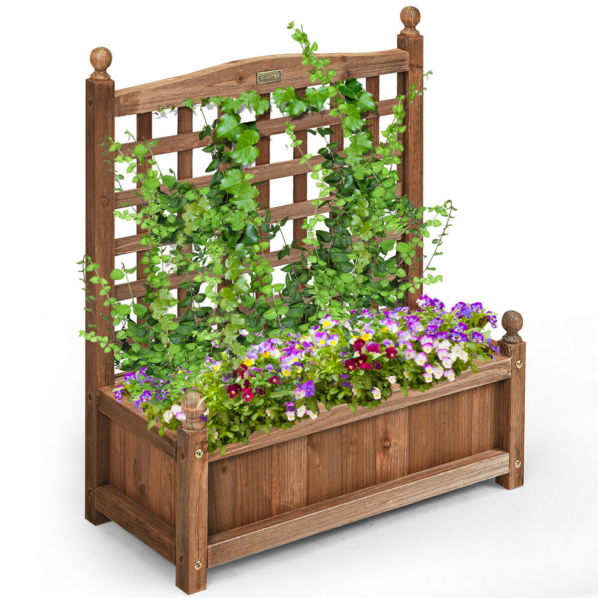 Wooden Lattice Flower Planter with Trellis