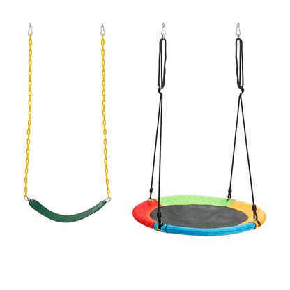 2 Pieces Strap Swing Seat and Saucer Tree Swing Set