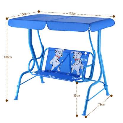 Kid's 2-Seat Swing Set with Safety Belt & Adjustable Canopy