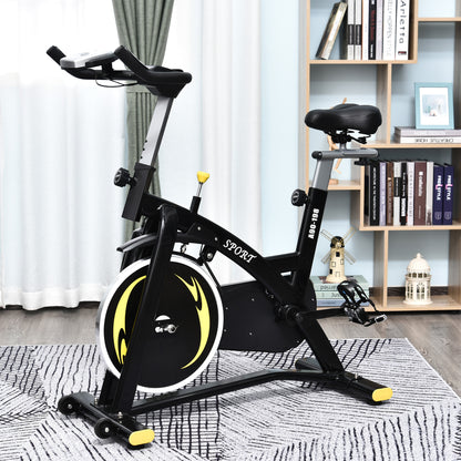 HOMCOM Steel Flywheel Belt Drive Exercise Bike Black/Yellow