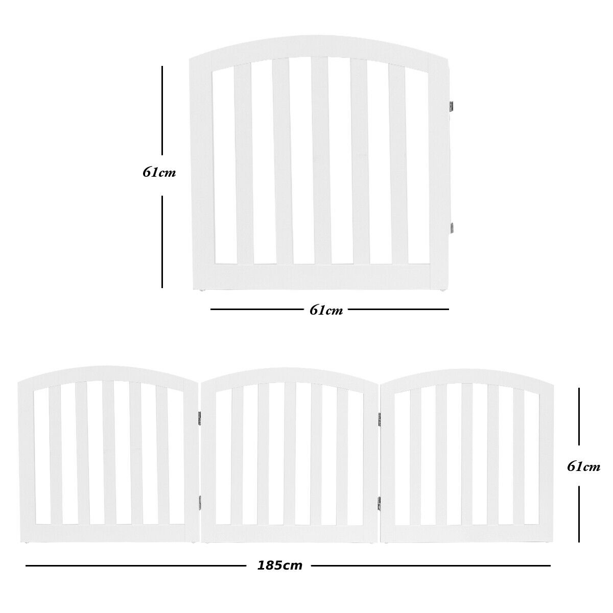 3-Panel Wooden Dog Gate with Freestanding Folding Design-White