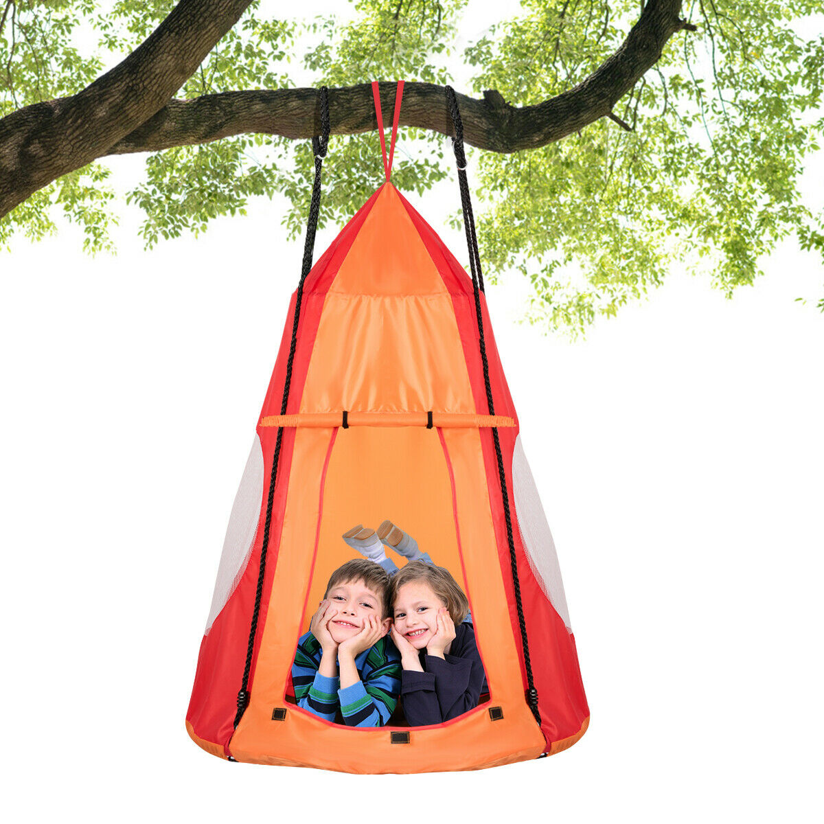 2-in-1 Kids Nest Swing with Detachable Play Tent-Orange