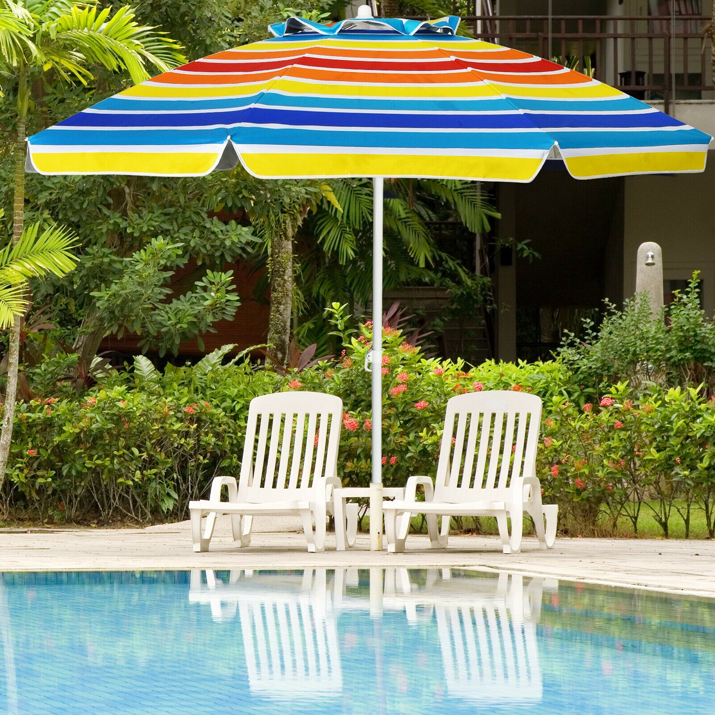 2.2M Beach UPF50+ Sunshade Shelter with Cup Holder-Multicolor