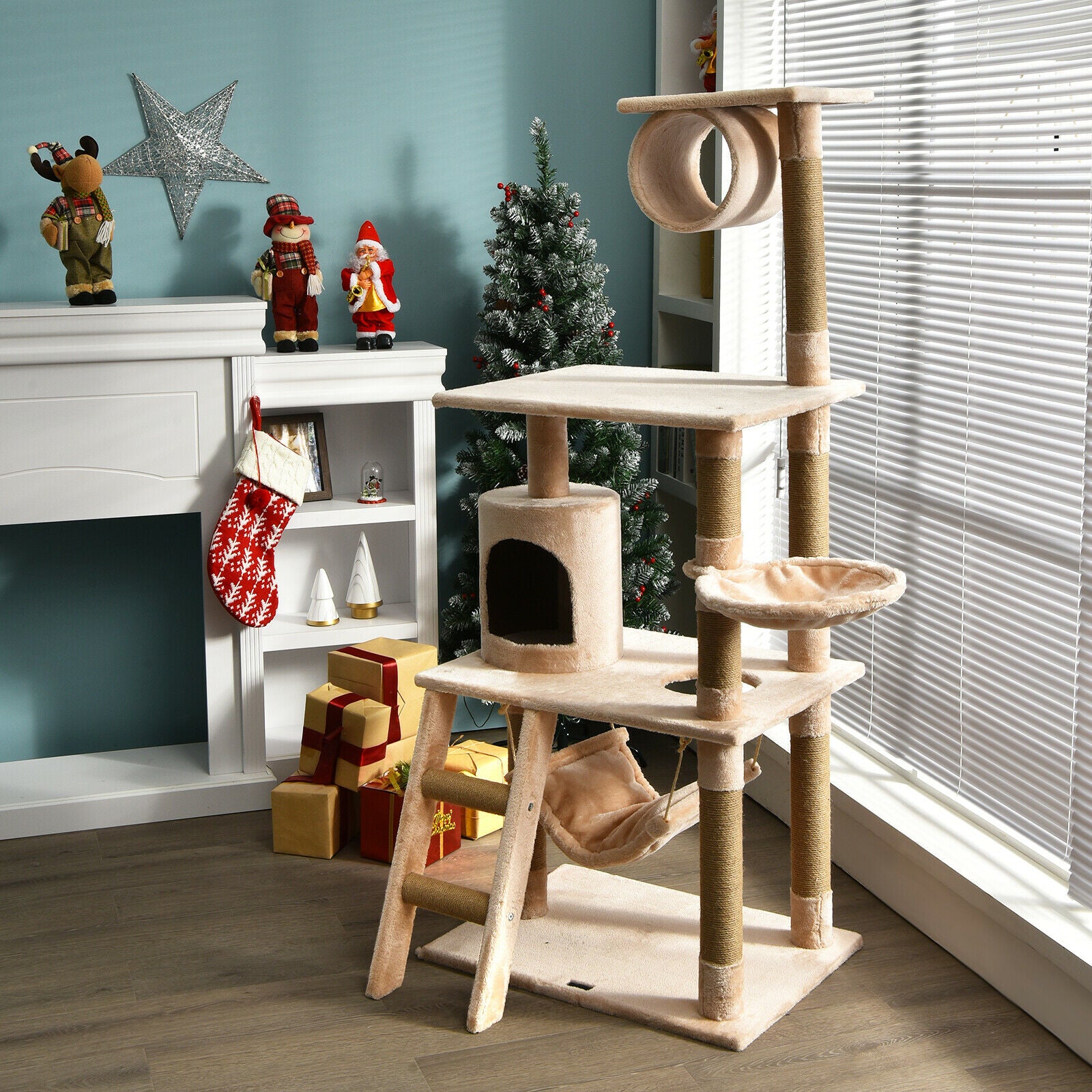 Multi-Level Cat Scratch Post Tree-Beige