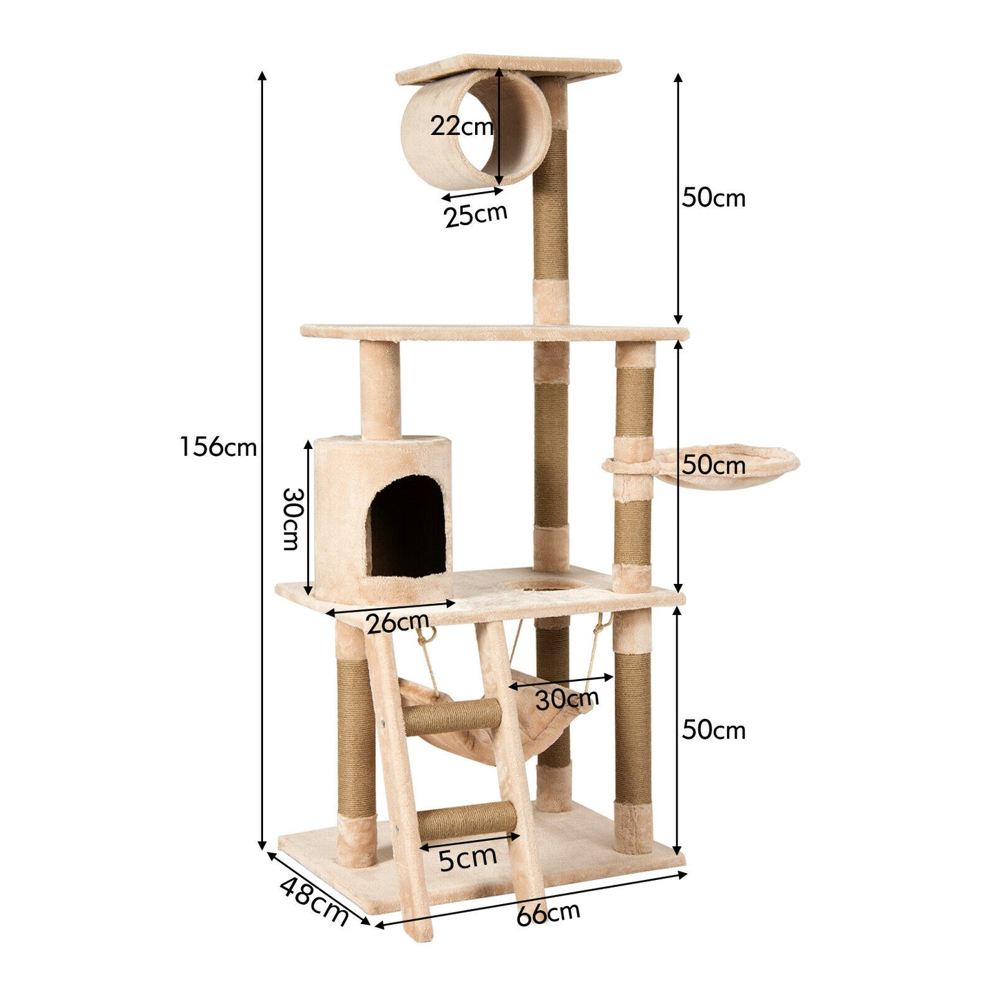 Multi-Level Cat Scratch Post Tree-Beige