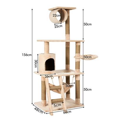 Multi-Level Cat Scratch Post Tree-Beige