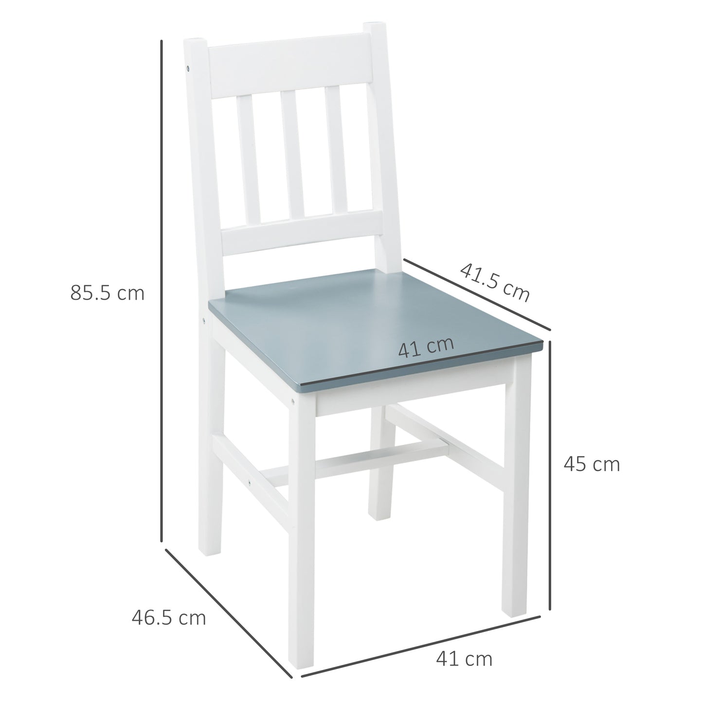 HOMCOM Dining Chairs Set of 2, Kitchen Chair with Slat Back, Pine Wood Structure for Living Room and Dining Room, White