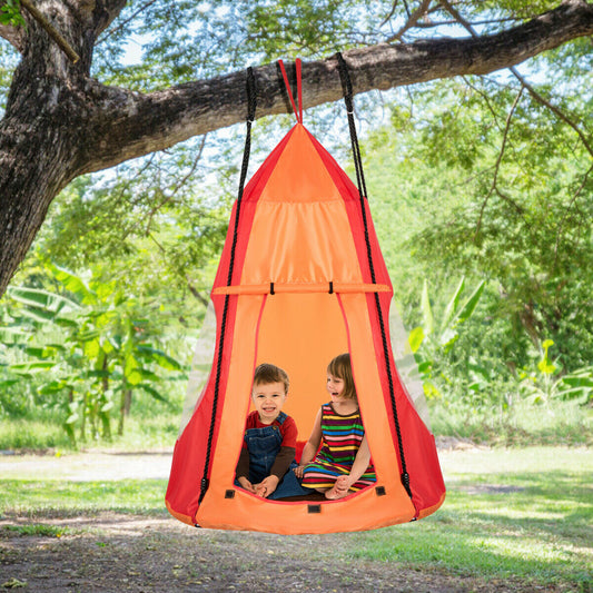 2-in-1 Kids Nest Swing with Detachable Play Tent-Orange