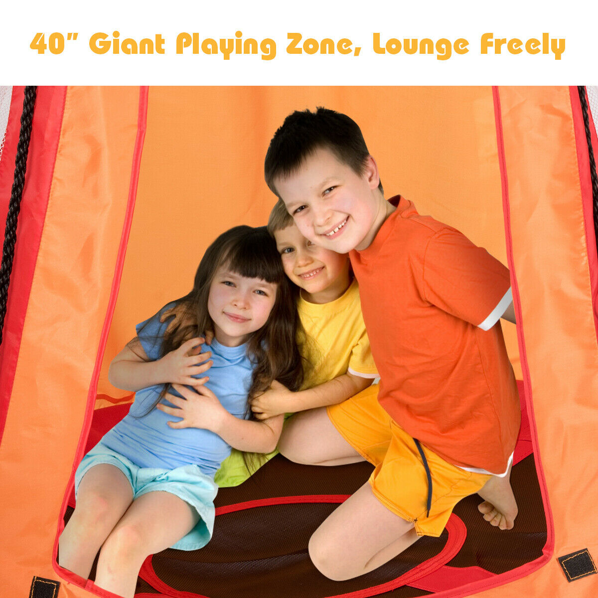 2-in-1 Kids Nest Swing with Detachable Play Tent-Orange