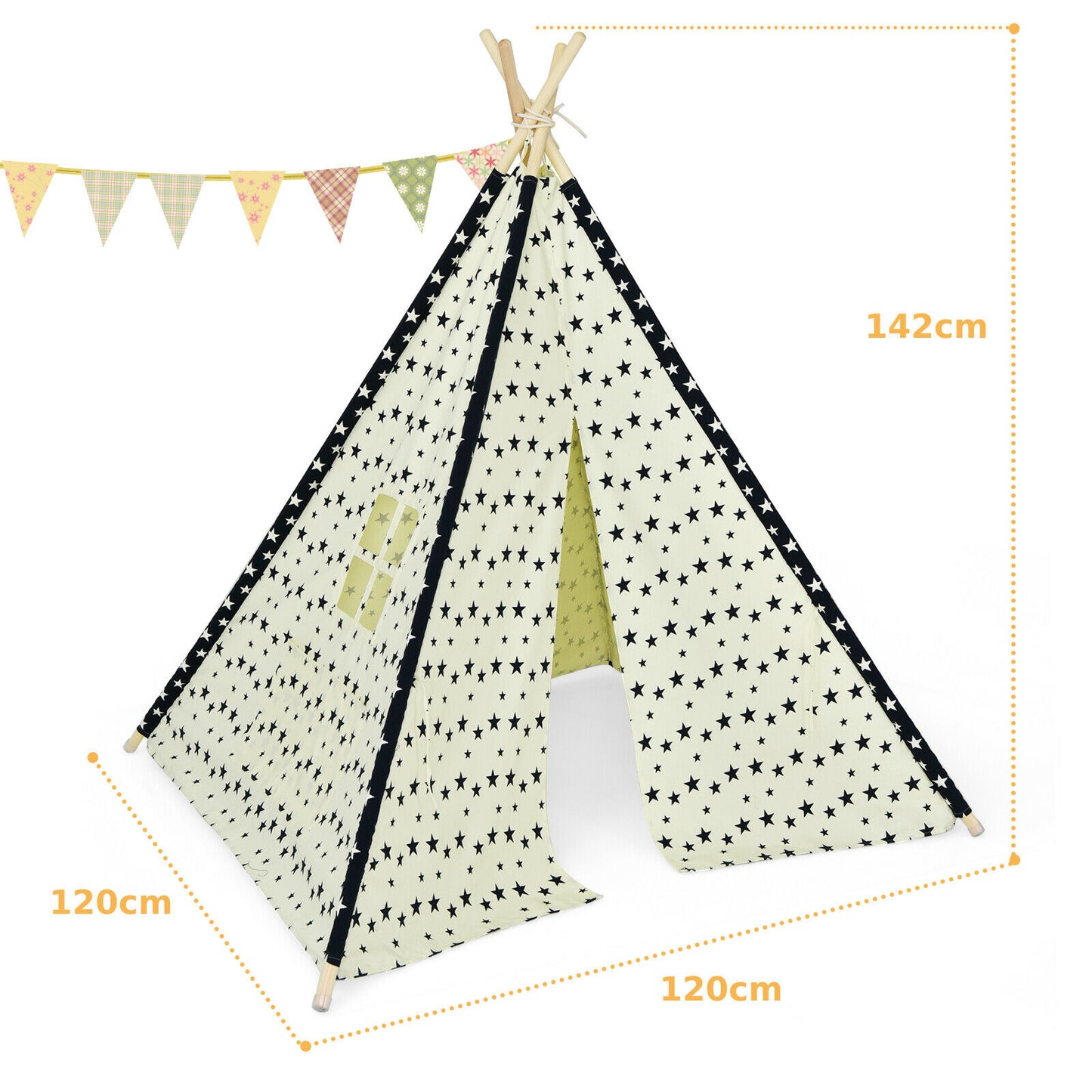 Children's Tepee Play Tent Folding Camping Wigwam Canvas Playhouse