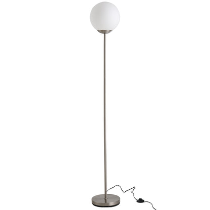 HOMCOM 171cm Glass Globe Floor Lamp Metal Frame Sphere Light Pedal Switch Home Office Living Room Modern Unique Standing Beautiful Furnishing - Grey