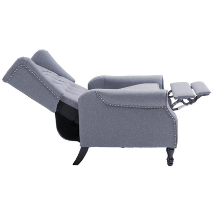 HOMCOM Recliner Armchair for Living Room, Reclining Chair, Wingback Chair with Button Tufted Back and Footrest, Light Grey