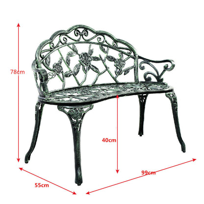 2 Seater Garden Metal Rose Bench