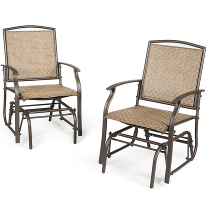 2 Pieces Patio Glider Rocking Chair Set